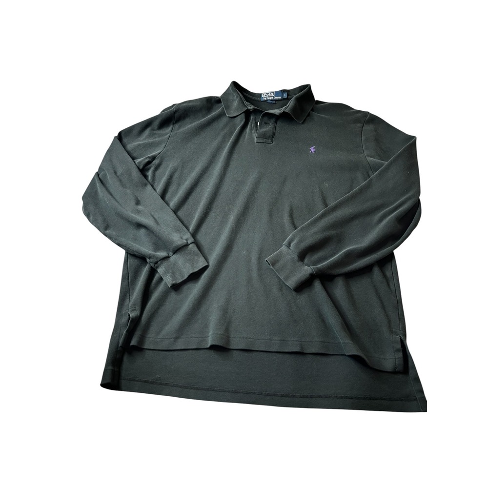 Polo Ralph Lauren Mens Long Sleeve Polo Shirt Green Purple Pony Large